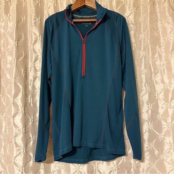 Smartwool Teal Classic Thermal Merino Base Layer 1/4 Zip Pullover - Picture 11 of 11